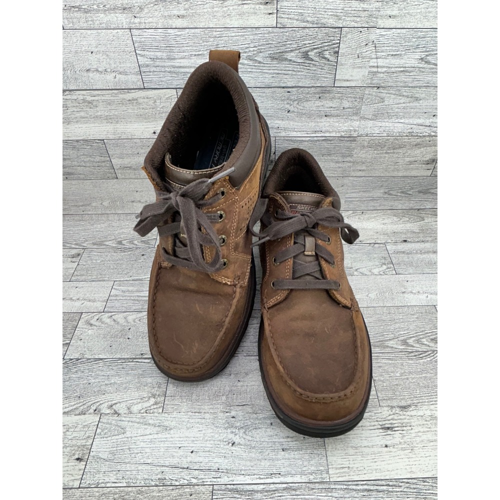 Skechers Men Waterproof‎ Memory Foam Brown Leather Lace Up Ankle Boots Size 8